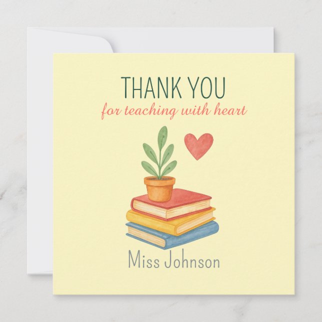 Thank You Teacher – Heartfelt - Flat Card (Front)