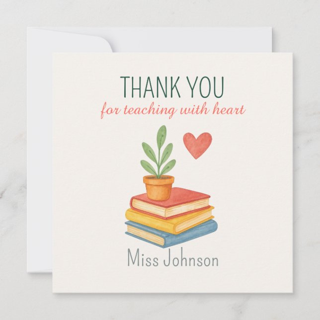 Thank You Teacher – Heartfelt - Flat Card (Front)