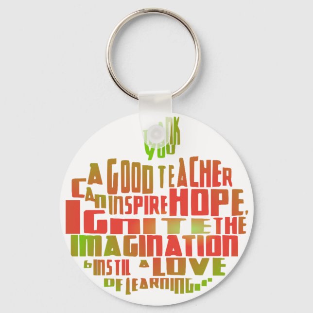 Thank You Teacher Leaving Gift Apple Quote Keyring (Front)