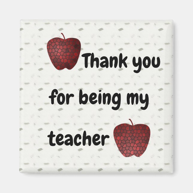 Thank You Teacher Mosaic Red Apples Classroom Magnet (Front)