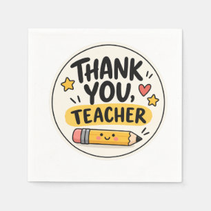 Thank You Teacher Pencil Appreciation Round  Napkin