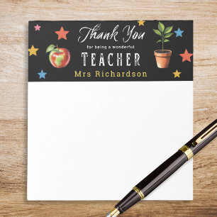Thank You Teacher Personalized Apple Chalk Stars Notepad