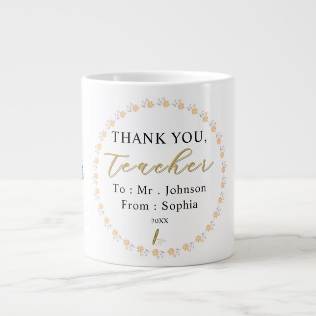 Thank You Teacher – Personalized Name Mug Gift (Front)