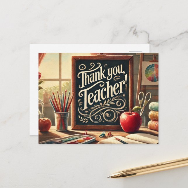 "Thank You, Teacher!" Postcard (Front/Back In Situ)