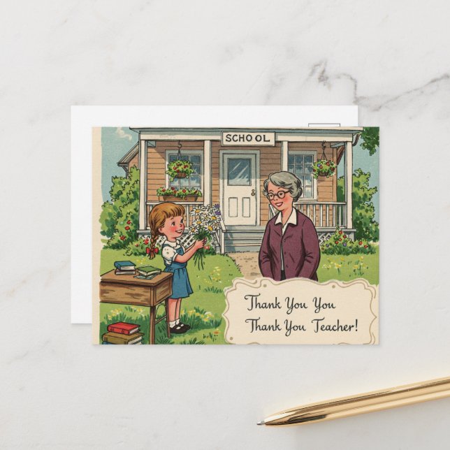 "Thank You, Teacher!" Postcard (Front/Back In Situ)