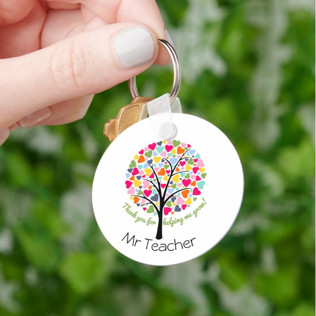 Thank you teacher rainbow heart tree gift keychain (Creator Uploaded)