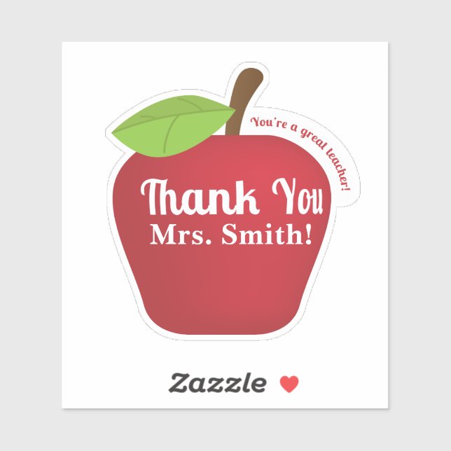 Thank You Teacher Red Apple Personalized (Sheet)
