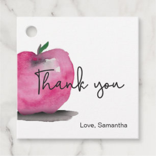 Thank you Teacher Red Apple watercolor kraft Favour Tags