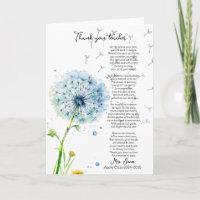 thank you teacher retirement dandelion poem