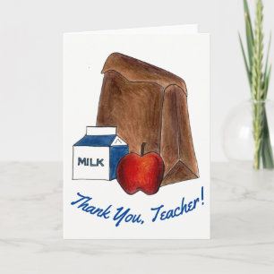 Thank You, Teacher! School Bag Lunch Milk Apple You Card