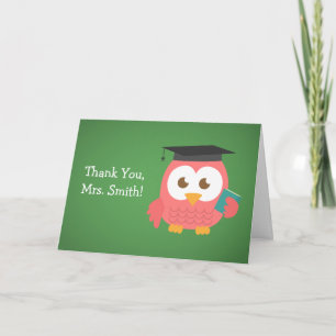 Thank You Teacher, Teacher Owl, Pink Card