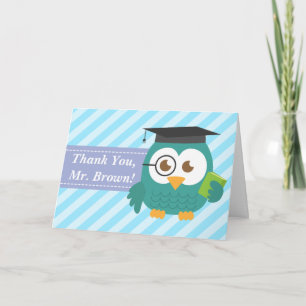 Thank You Teacher, Teacher Owl, Slanted Stripes Card