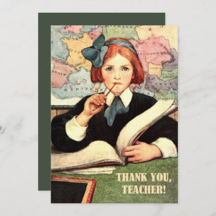 Thank You, Teacher.  Vintage Art Flat Card