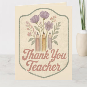 Thank You Teacher Vintage Card