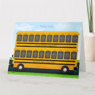 Thank You Teacher Yellow School Bus 20 Photos Card