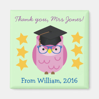 Thank You Teacher (Your Name) Purple Owl Magnet