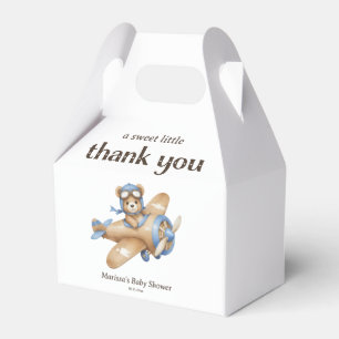 Thank You Teddy Bear Pilot Baby Boy Shower Favor Box
