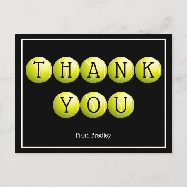 Thank You Tennis Custom Personalized Postcard (Front)