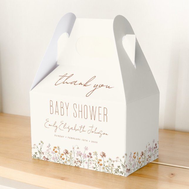 Thank You Terracotta Wildflower Boho Baby Shower Favor Box (Creator Uploaded)