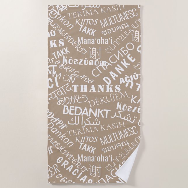 Thank You Text Beach Towel Multi Language (Front)