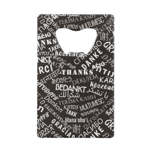 Thank You Text Bottle Opener Multi Language Credit Card Bottle Opener