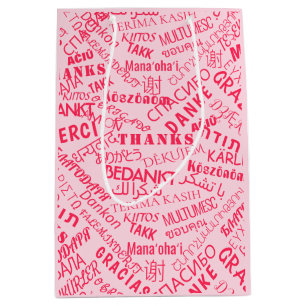 Thank You Text Multilingual Gift Bag Custom Colour