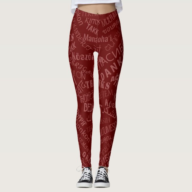 Thank You Text Multilingual Leggings Choose Colour (Front)