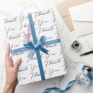 Thank You Text On White  Wrapping Paper