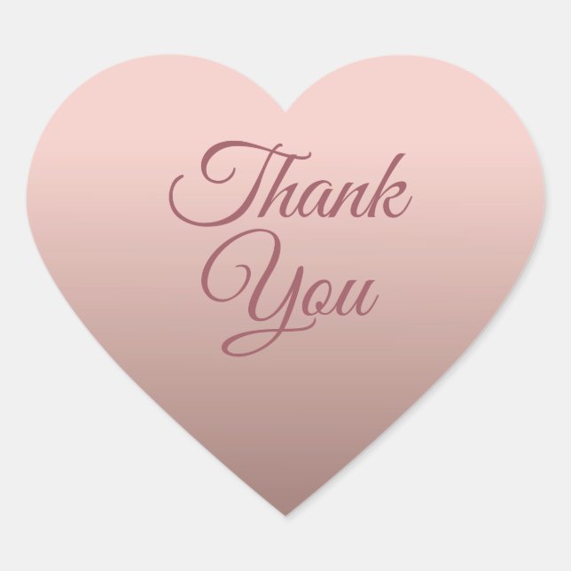 Thank You Text Rose Gold Trend Colour Template Heart Sticker (Front)