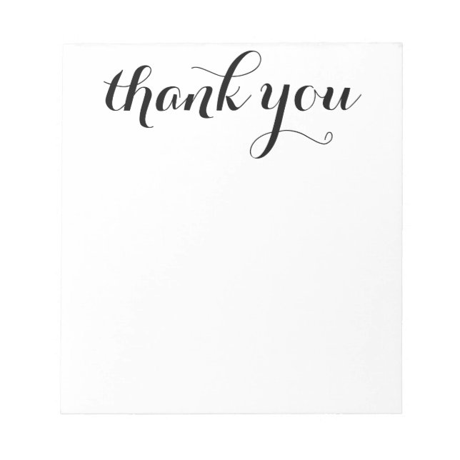 Thank You Thank Script Print 5.5 x 6 Notepad (Front)