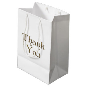 Thank You Thanks Golden Typography Text Elegant Medium Gift Bag