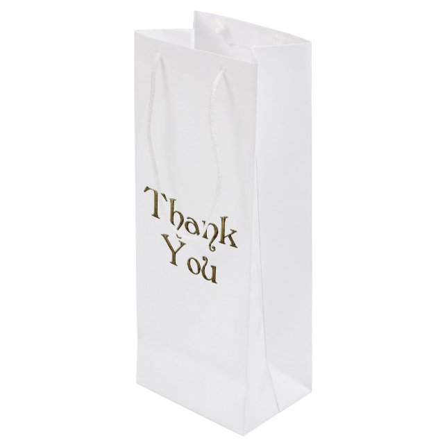 Thank You Thanks Golden Typography Text Elegant Wine Gift Bag (Back Angled)