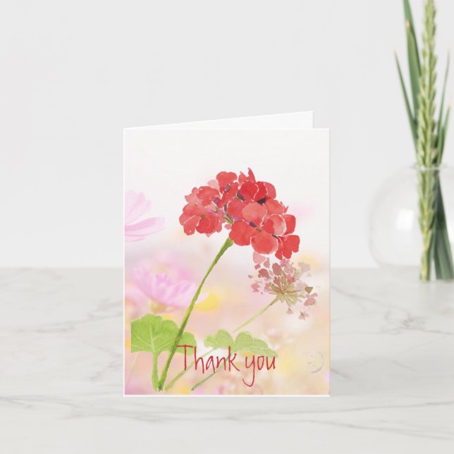 Thank you Thanks Red Geranium Garden Flower (Front)