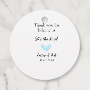 thank you tie the knot blue heart wedding rustic favour tags