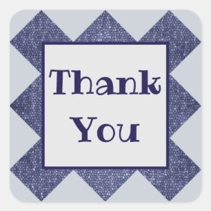 Thank You Tiled Bright Blue Diamond Pattern Mosaic Square Sticker
