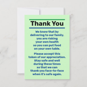 Thank you Tip Delivery Driver Person