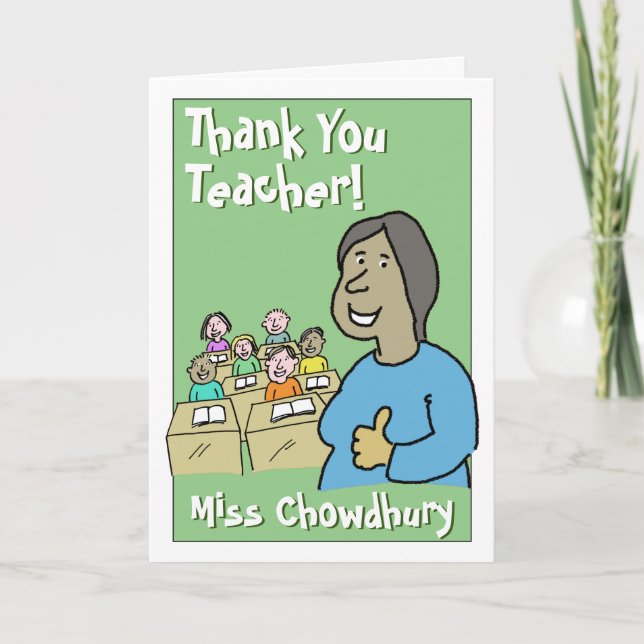 Thank You to a Female Asian Teacher Card (Front)