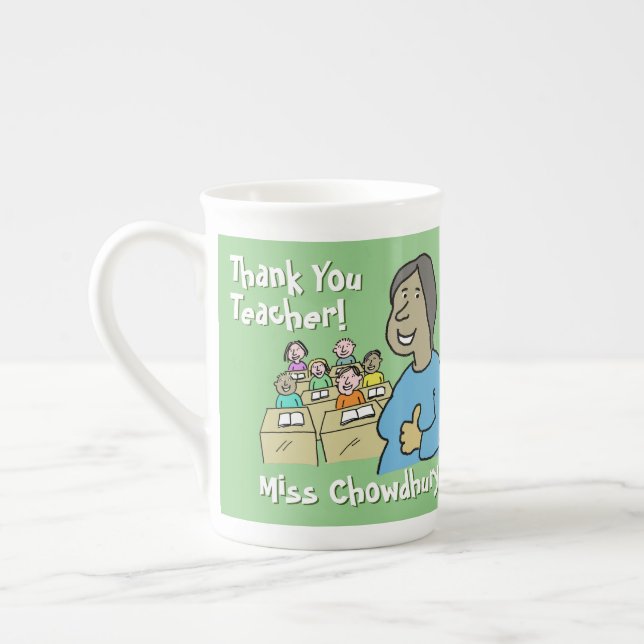 Thank You to a Female Teacher Bone China Mug (Left)
