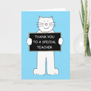 Thank You to a Special Teacher Cartoon Cat
