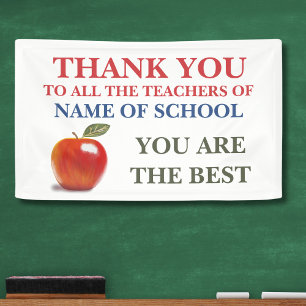 Thank You To All Teachers Red Apple Illustration Banner