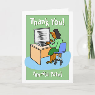 Thank You to an Asian Female Office Worker Card