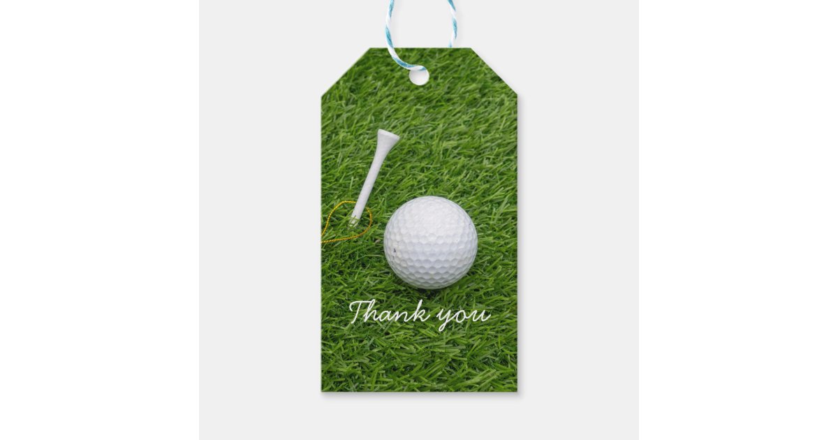 Thank you to golfer with golf ball and tee gift tags Zazzle