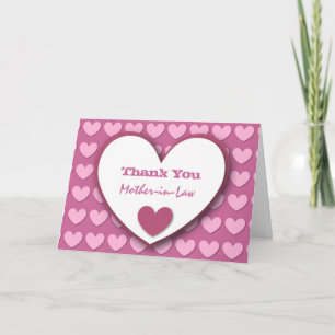 THANK YOU to my Mother-in-Law PINK HEARTS V01 Card