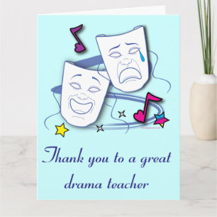 Thank You To Our Drama Teacher with Masks Big Card