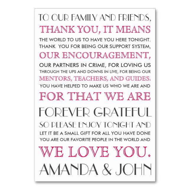 Thank you to wedding guests (Front)