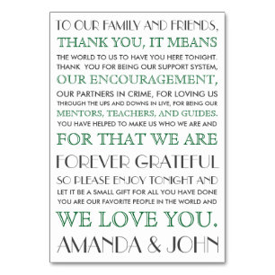 Thank you to wedding guests