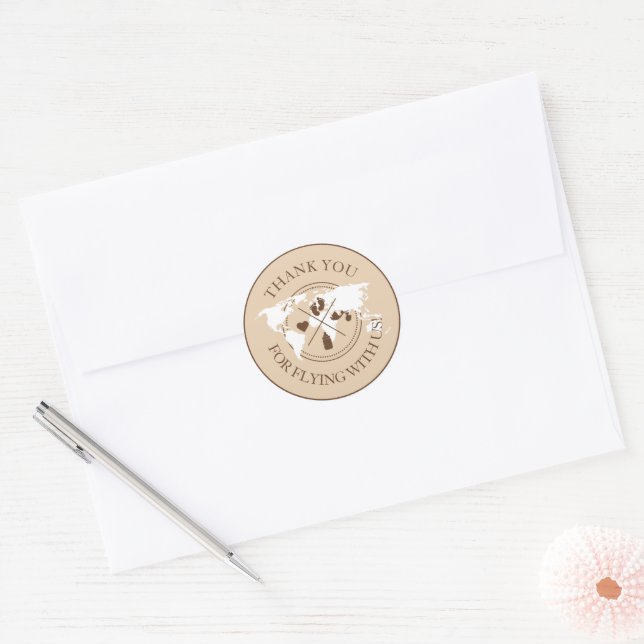 Thank you Travel Baby Shower Minimalist Modern Cla Classic Round Sticker (Envelope)