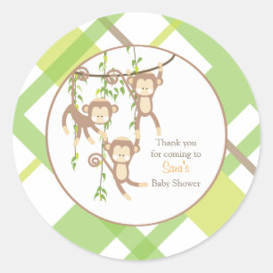 Thank you    Triplet Monkeys Baby Shower Sticker