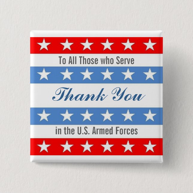 Thank You Troops 2 Inch Square Button (Front)
