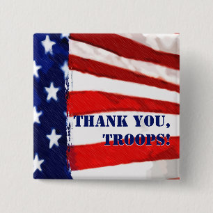 Thank you, troops! American Flag Button